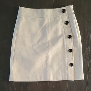 Ann Taylor Cream Asymmetrical Pencil Mini Skirt NWOT